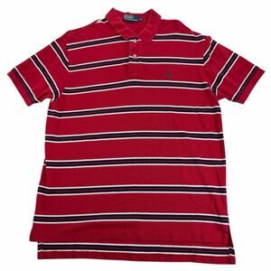 Vintage Polo Ralph Lauren Red Polo Men's XL Striped Preppy Casual Rugby Shirt